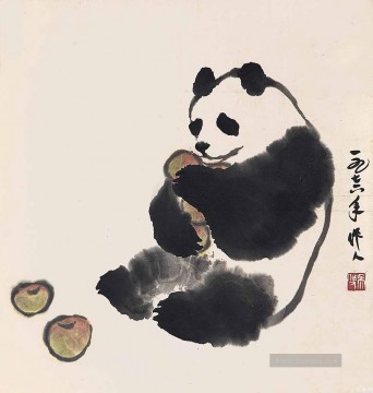  china - Wu zuoren Panda und Obst alte China Tinte